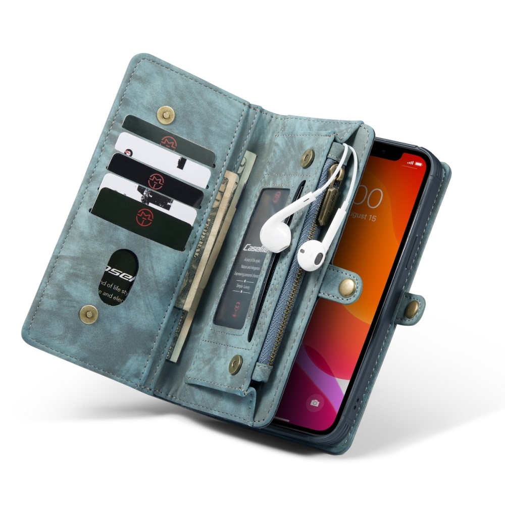 iPhone 12 / iPhone 12 Pro 2in1 Leder Tasche   Magnet Hardcase Karten Etui - Blau