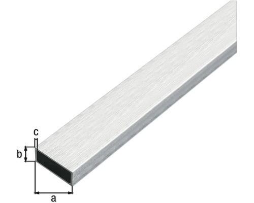 Rechthoekige aluminium buis, roestvrijstalen uitvoering, lichte afwerking, 20x10x1 mm, 1 m