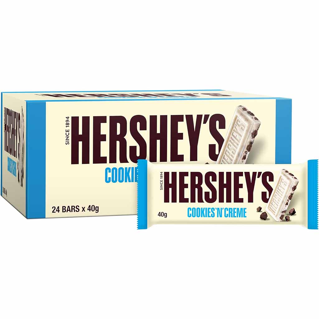 24x Hersheys Cookies N Creme Weisse Schokolade Riegel á 40g=960g MHD:11.12.25
