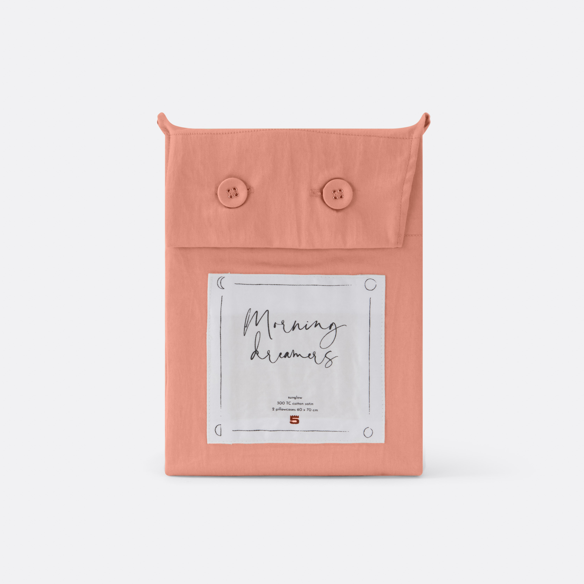 Kussensloop Cotton Satin apricot 60x70 cm  - set van 2