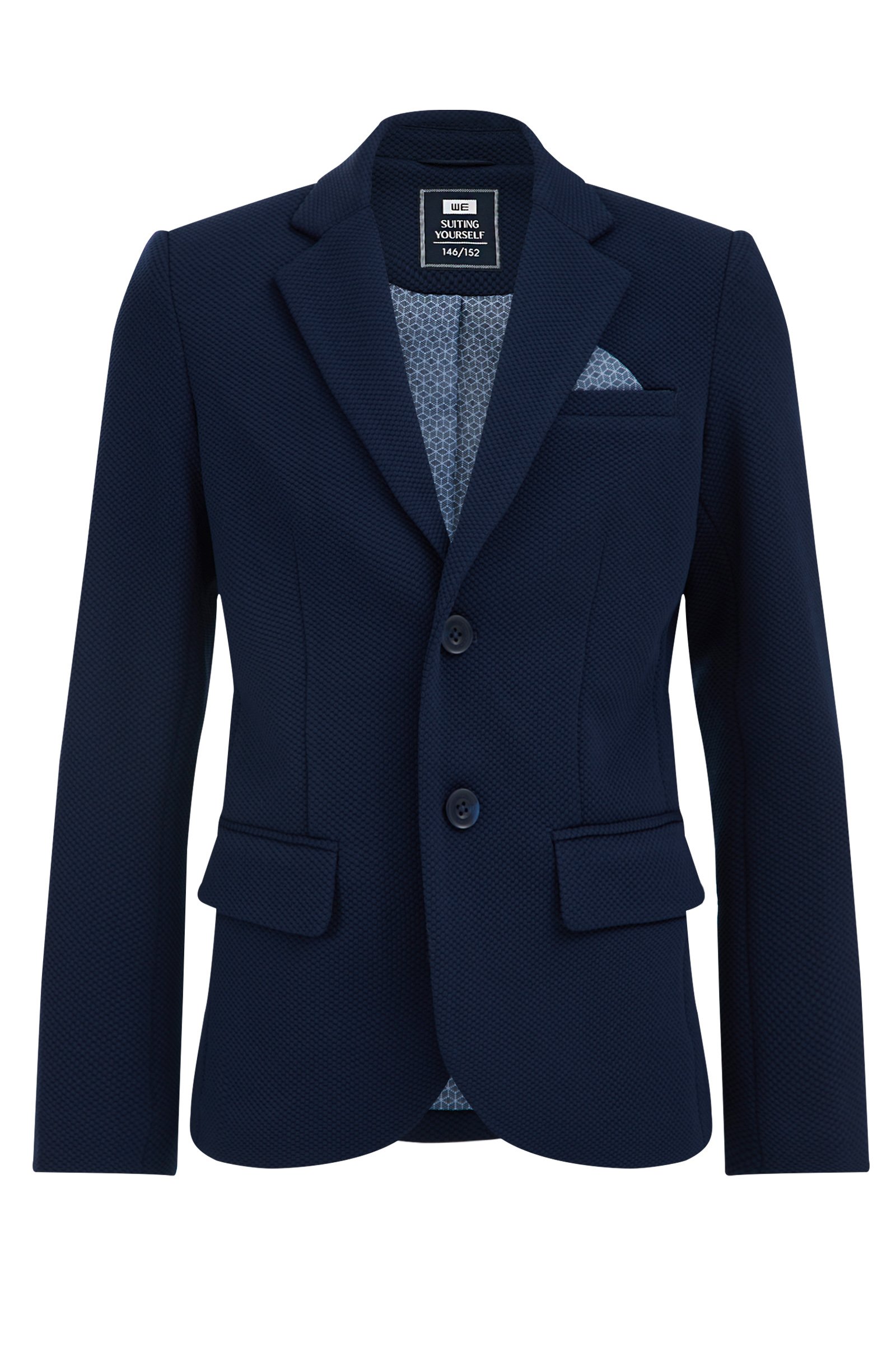 Jongens slim fit blazer met structuur WE Fashion Donkerblauw