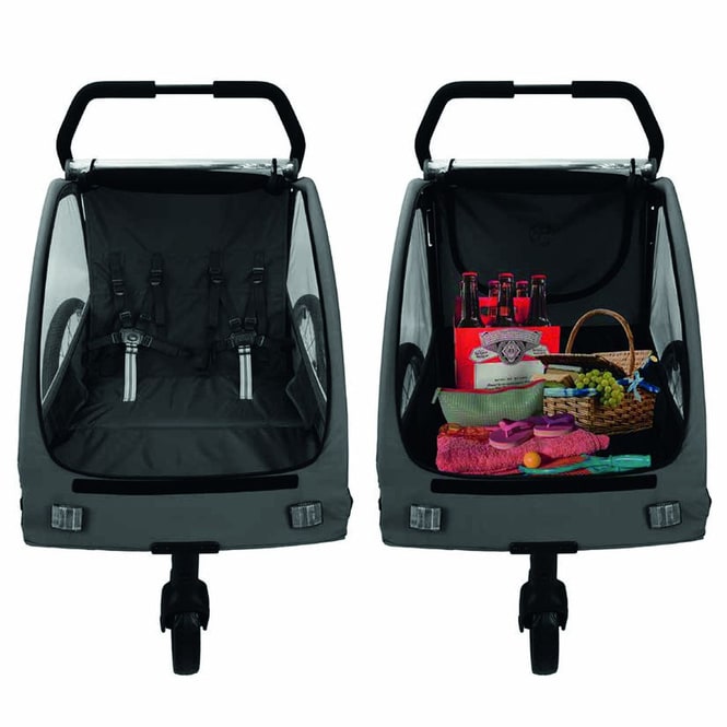 Fahrradanhänger 2in1 - für 2 Kinder - Grau