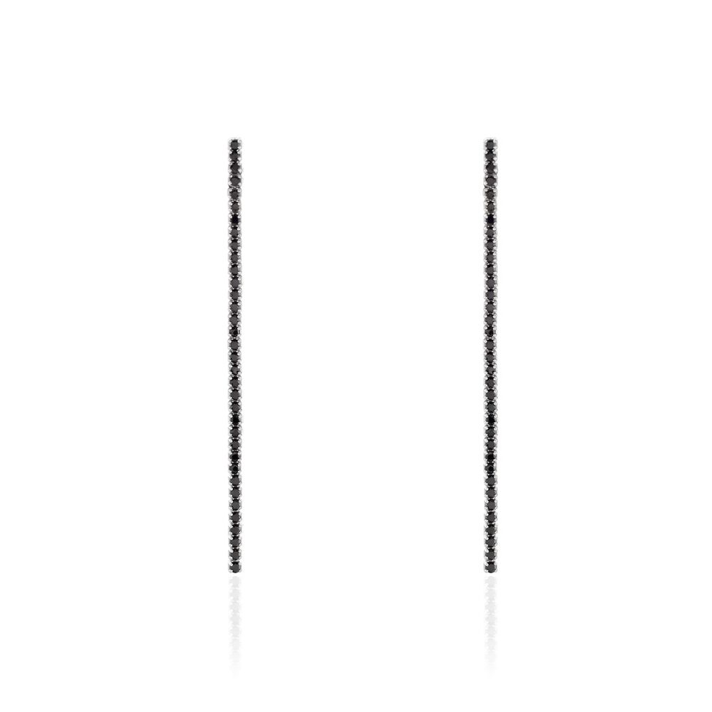 Boucles D'oreilles Pendantes Lou-anne Argent Blanc Oxyde Noir