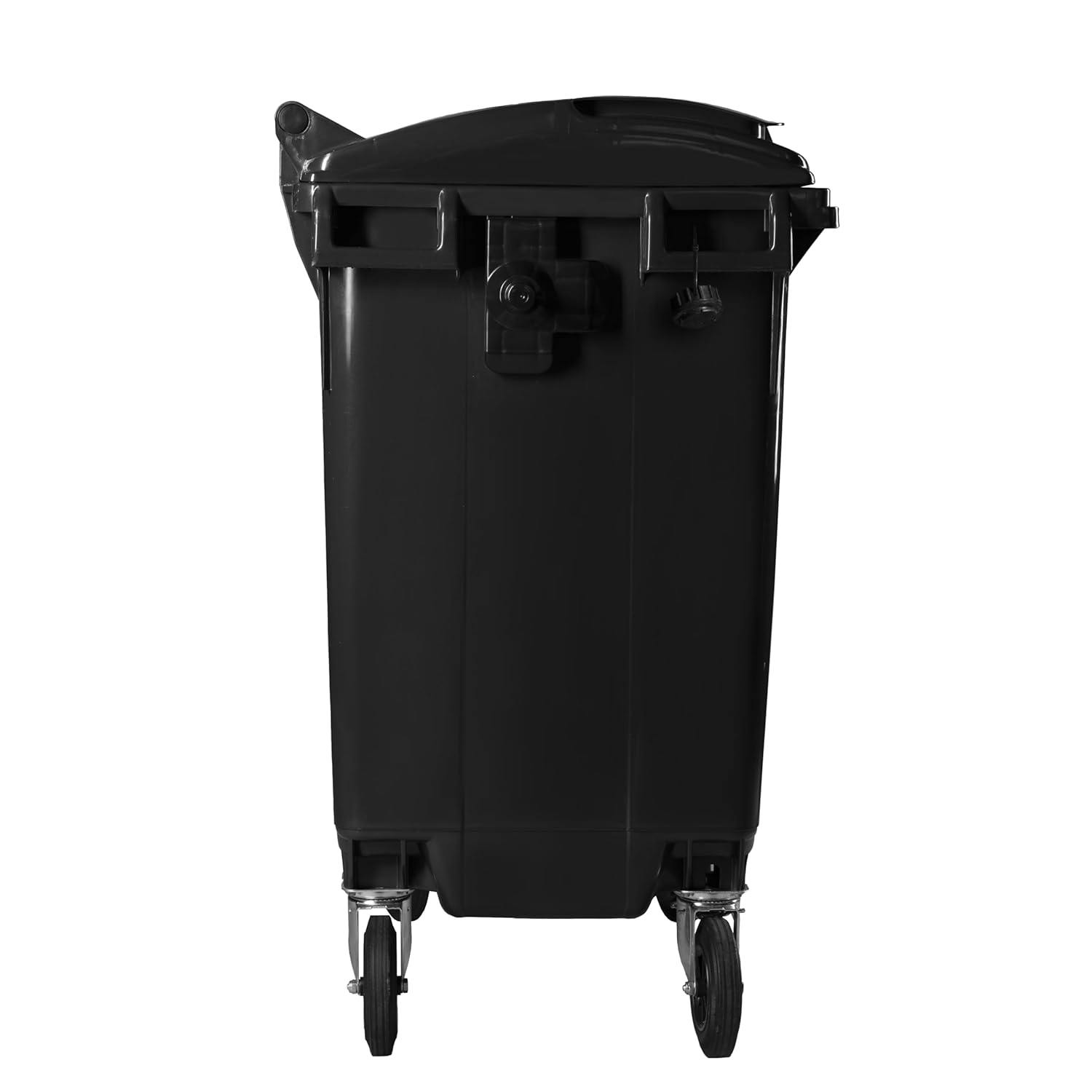 Hardwex Müllcontainer mit 4 Rädern mit Flachdeckel, Müllgroßbehälter, Abfalltonne, Mülltonne, Volumen: 770 Liter, Farbe: Grau/Gelb, Größe: 1 365 x 1 370 x 778 mm
