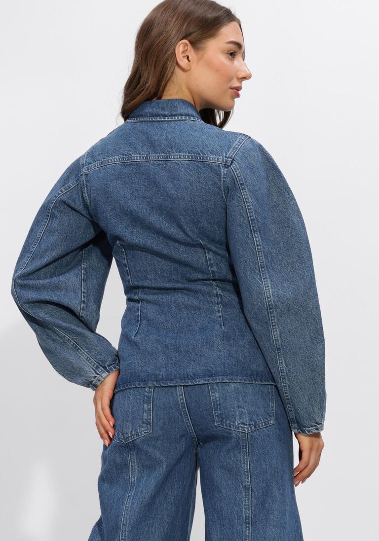 donkerblauwe rotate blouses fitted denim shirt