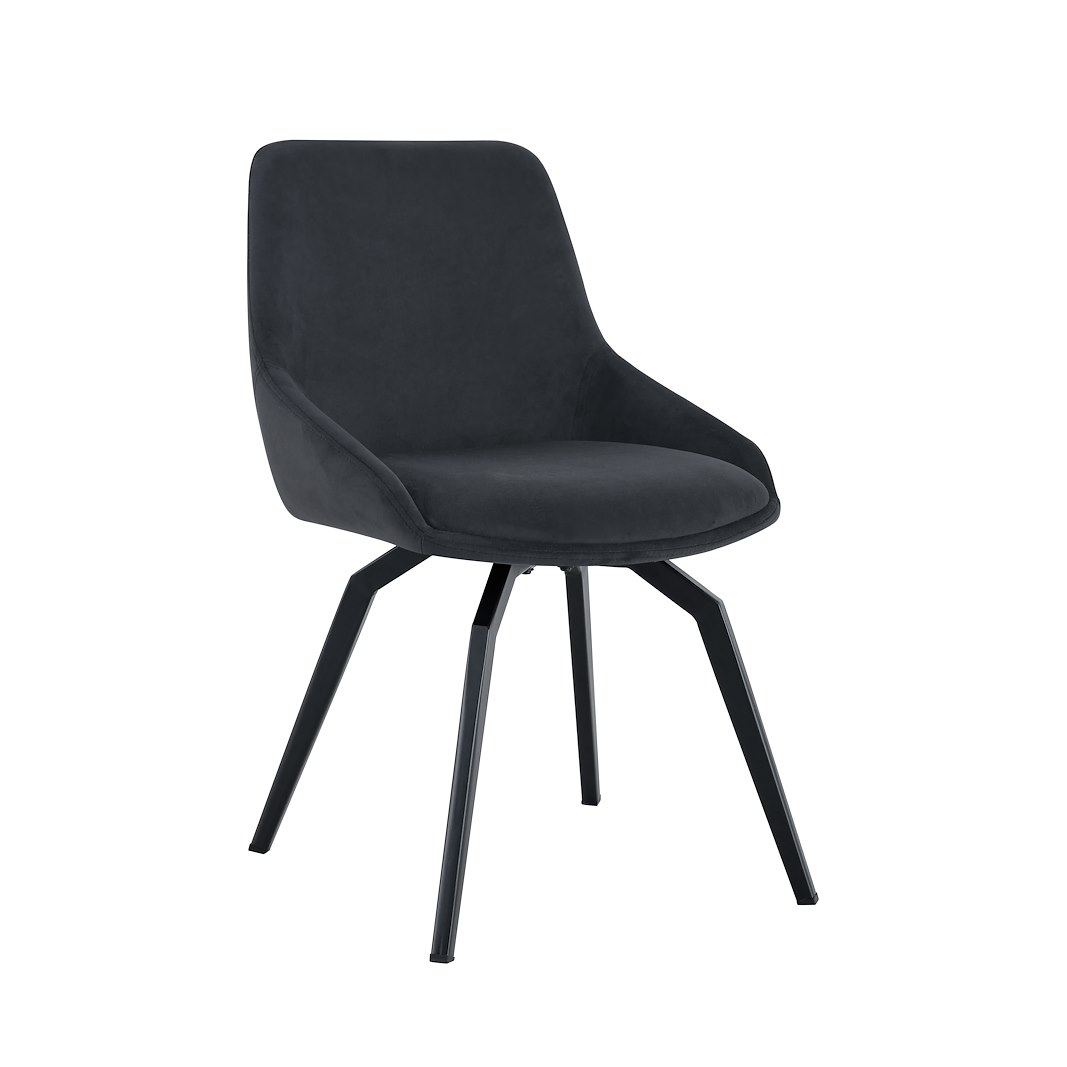 Nero spisestol med sving sortlakkert med sort velour