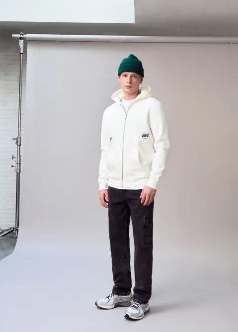 Sweatvest met rits off-white (WIT.O)