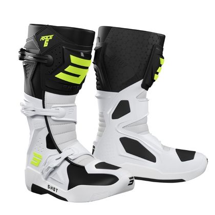 Bottes cross Shot RACE 6 - BLACK WITE NEON YELLOW 2023 - Noir / Jaune