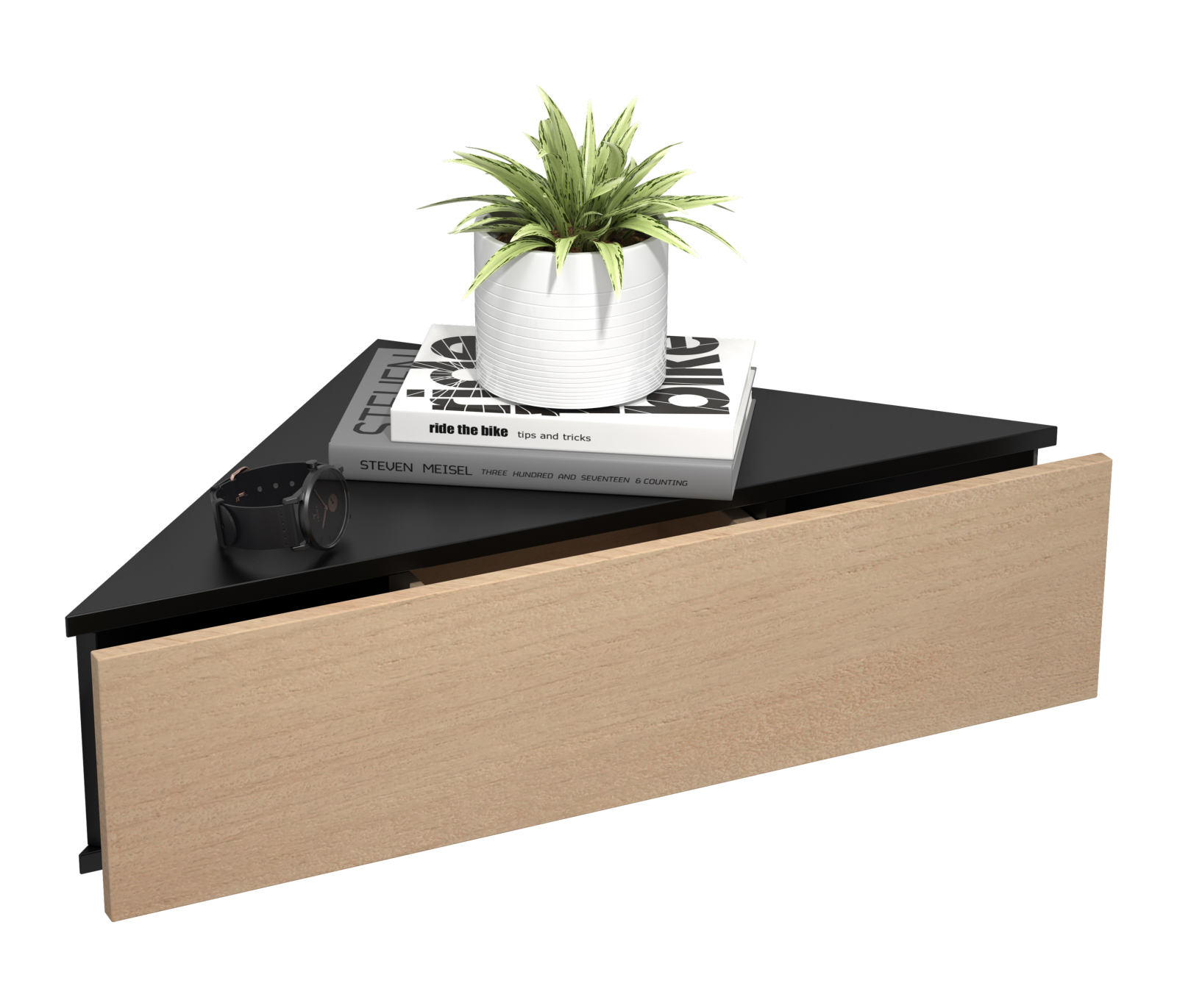 Wandschublade USAL S - schwarz-Honig Eiche - 60 cm