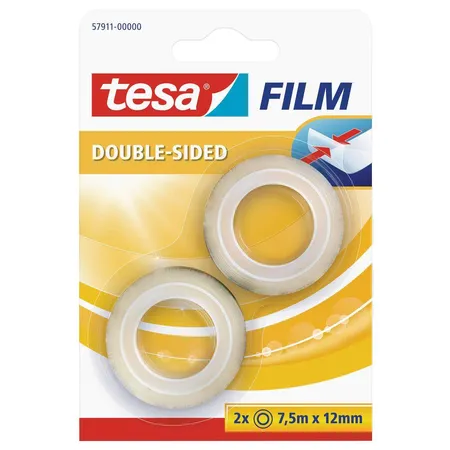 tesafilm Doppelseitiges Klebeband transparent 2 Rollen 7,5mx12mm
