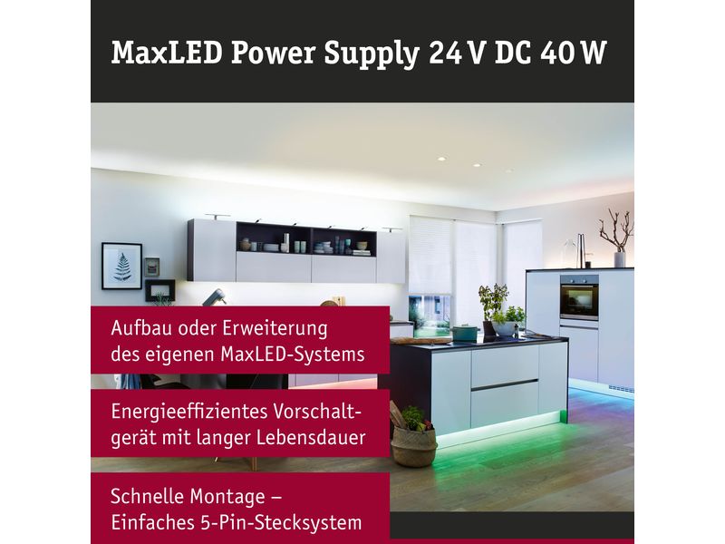 Paulmann Transformator 40 VA DC, Weiss Power Supply für MaxLED Stripes