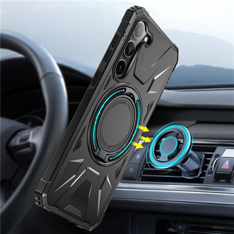 Samsung Galaxy S25 / S24 Hybrid Outdoor Hardcase Hülle mit MagSafe-Modul   Kickstand Aufsteller - Schwarz