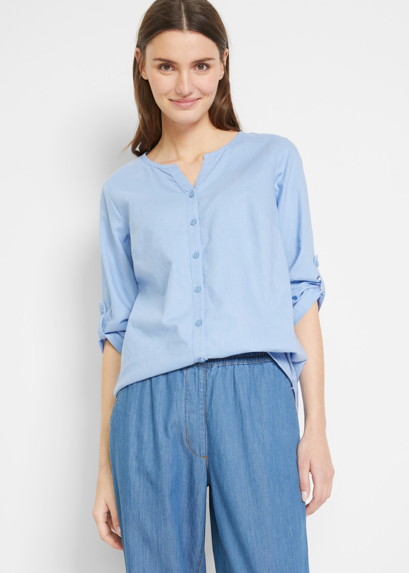 bonprix Langarmbluse »Bluse mit Leinen, 3/4 Arm«, Bluse mit Leinen, 3/4 Arm