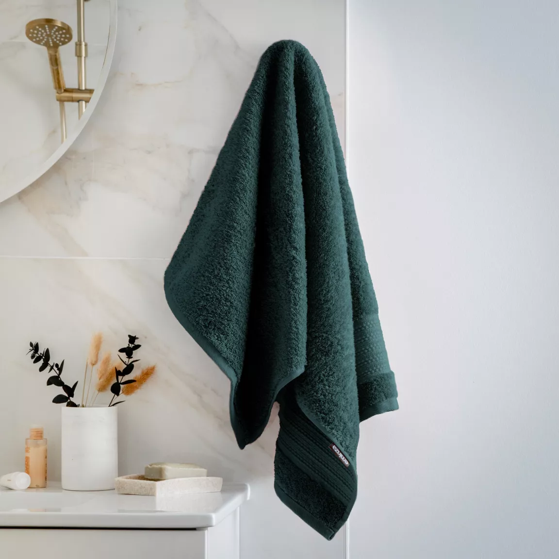 Serviette de bain coton bio (50 x 90 cm) Méline Vert émeraude