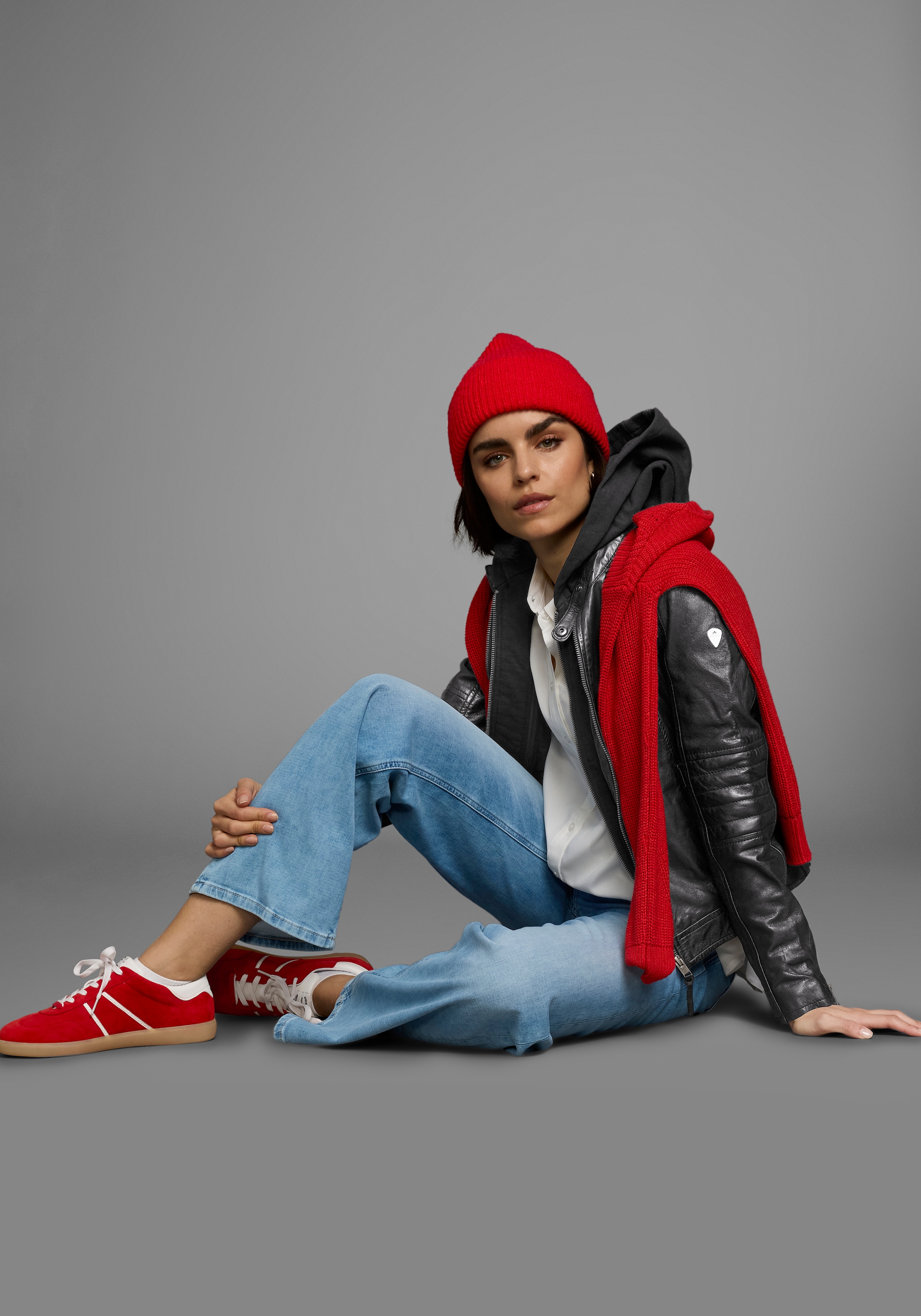 ALPENBLITZ Lederjacke »Lissabon« mit Kapuze für Sommer und Übergangszeit,  aus Lammnappaleder,  stylisch