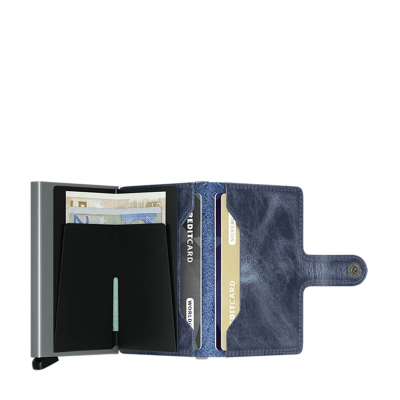 Porte-cartes Miniwallet Vintage anti-RFID 10.2 cm Blue