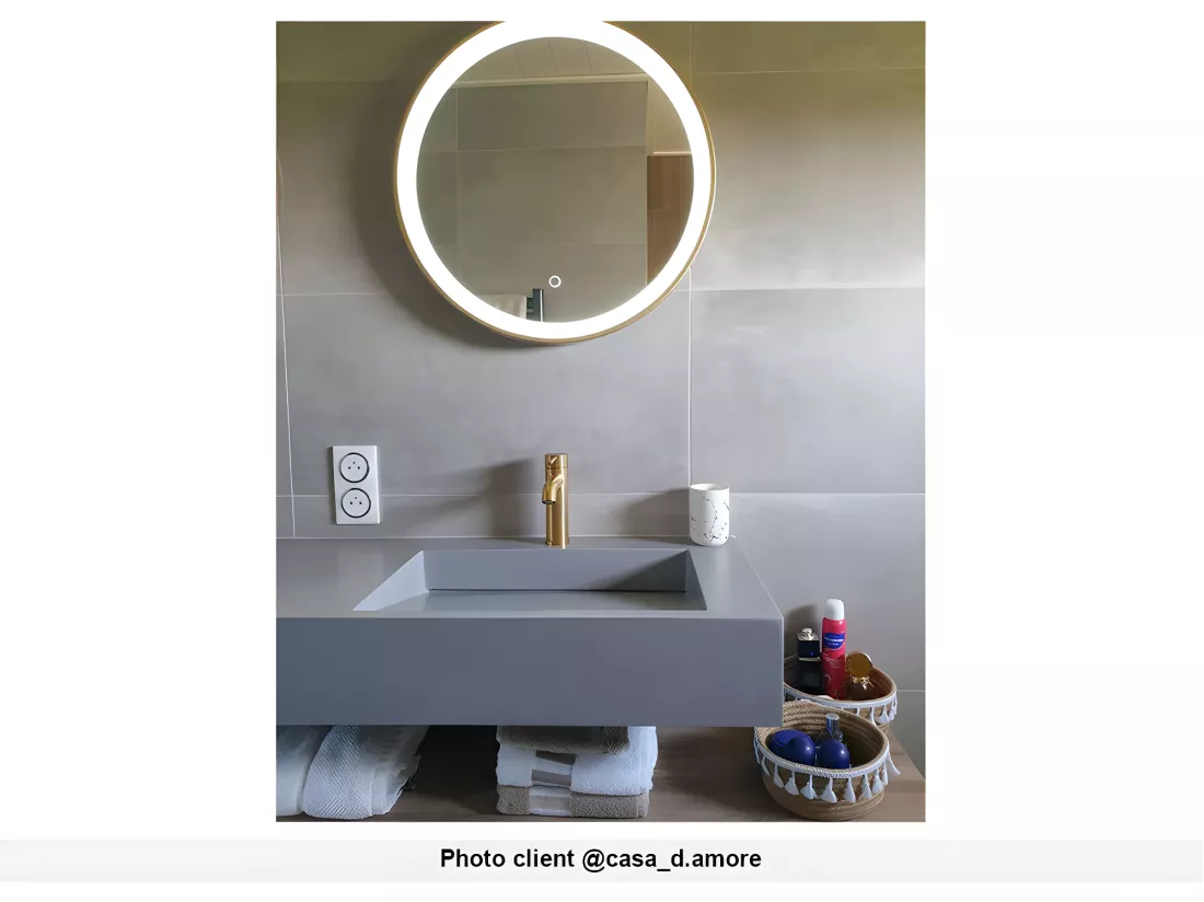 Miroir de salle de bain lumineux rond à leds anti-buée - D60 cm - DANIELA