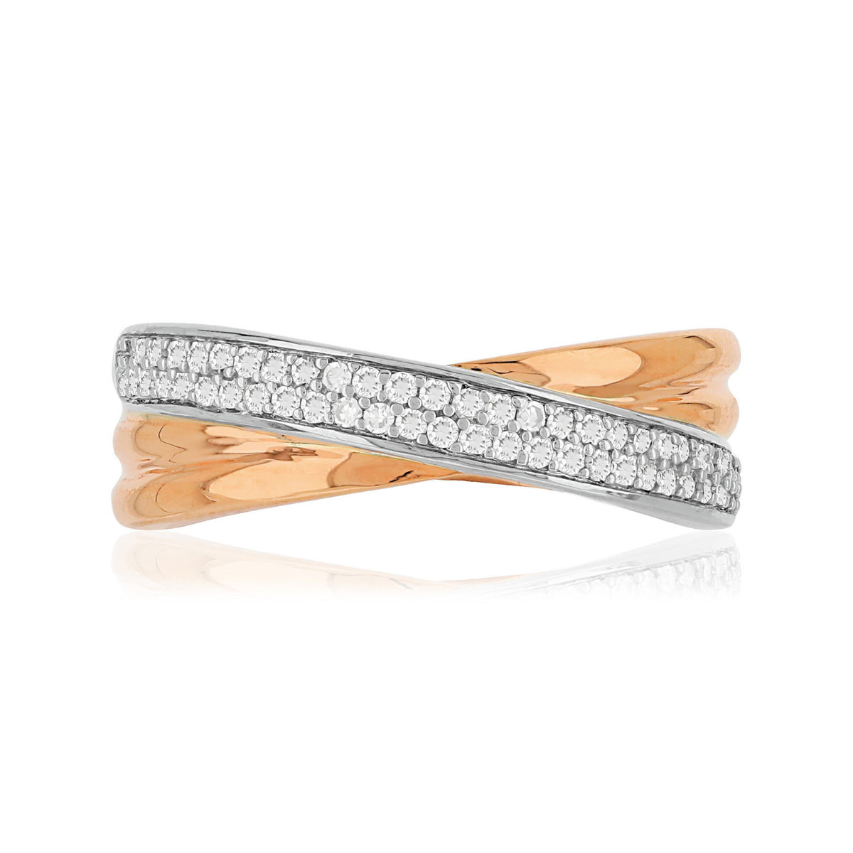 Bague 2 ors 750 rose et blanc diamants