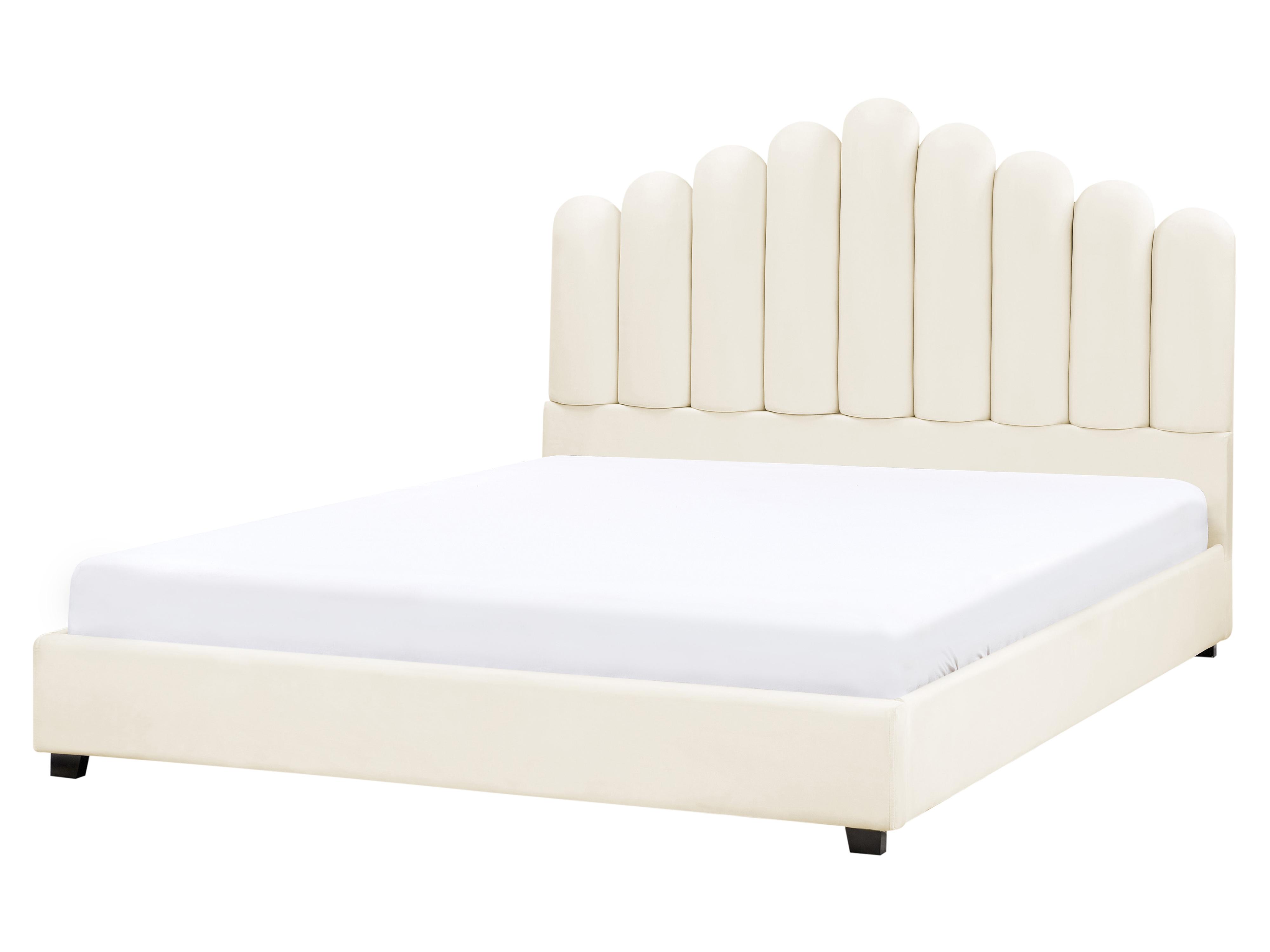 Bed Fluweel VINCENNES 160 x 200 cm Gebroken wit