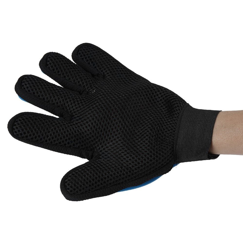 Gant de brossage attrape poils bleu