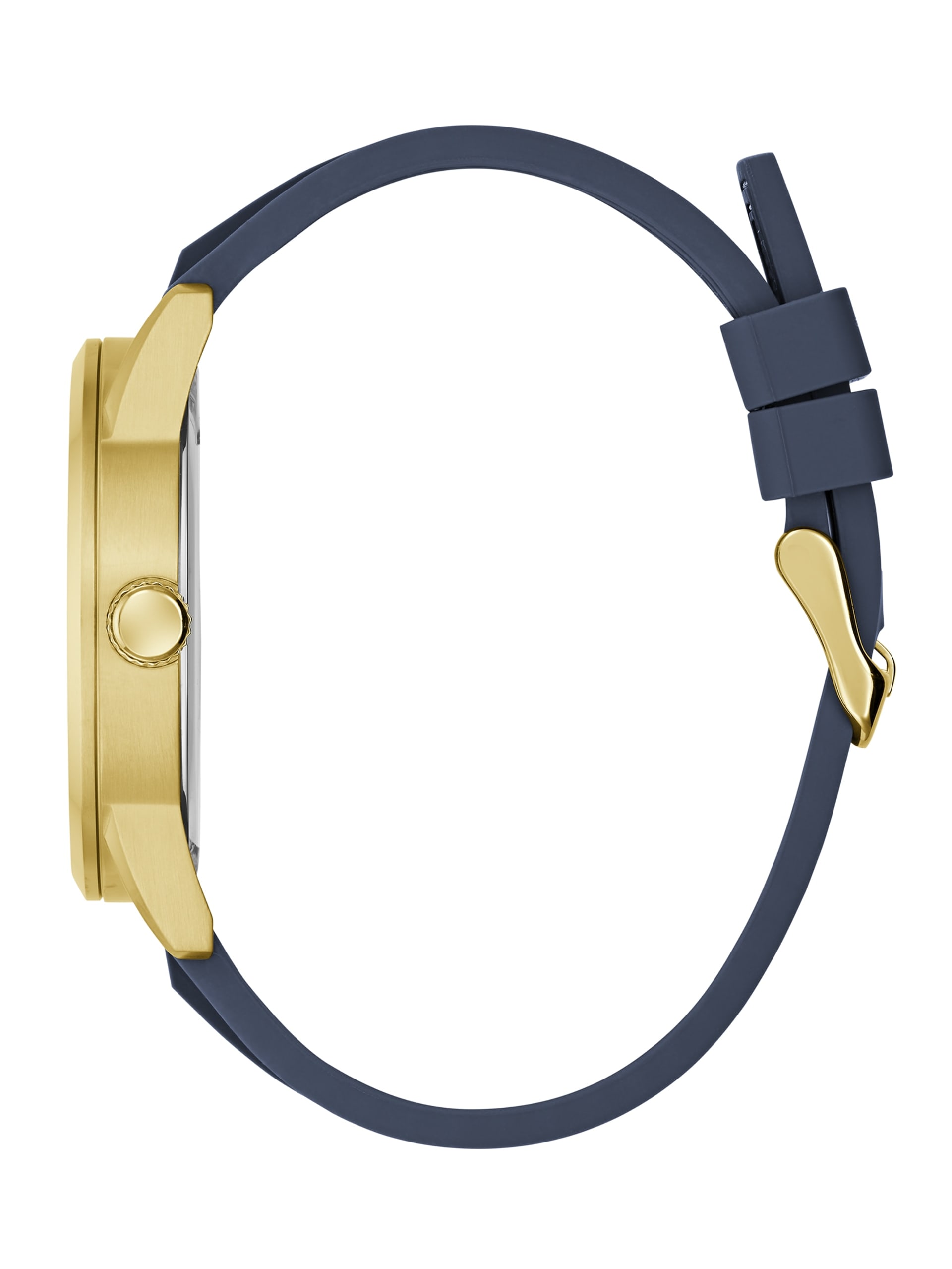 Relógio multifuncional em silicone dourado e azul