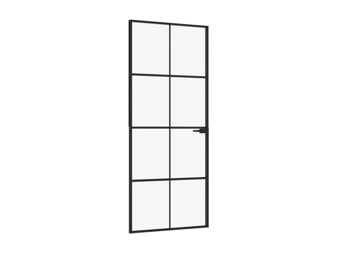 Porte d'intérieur Noir 83x201,5 cm Trempé verre aluminium fin