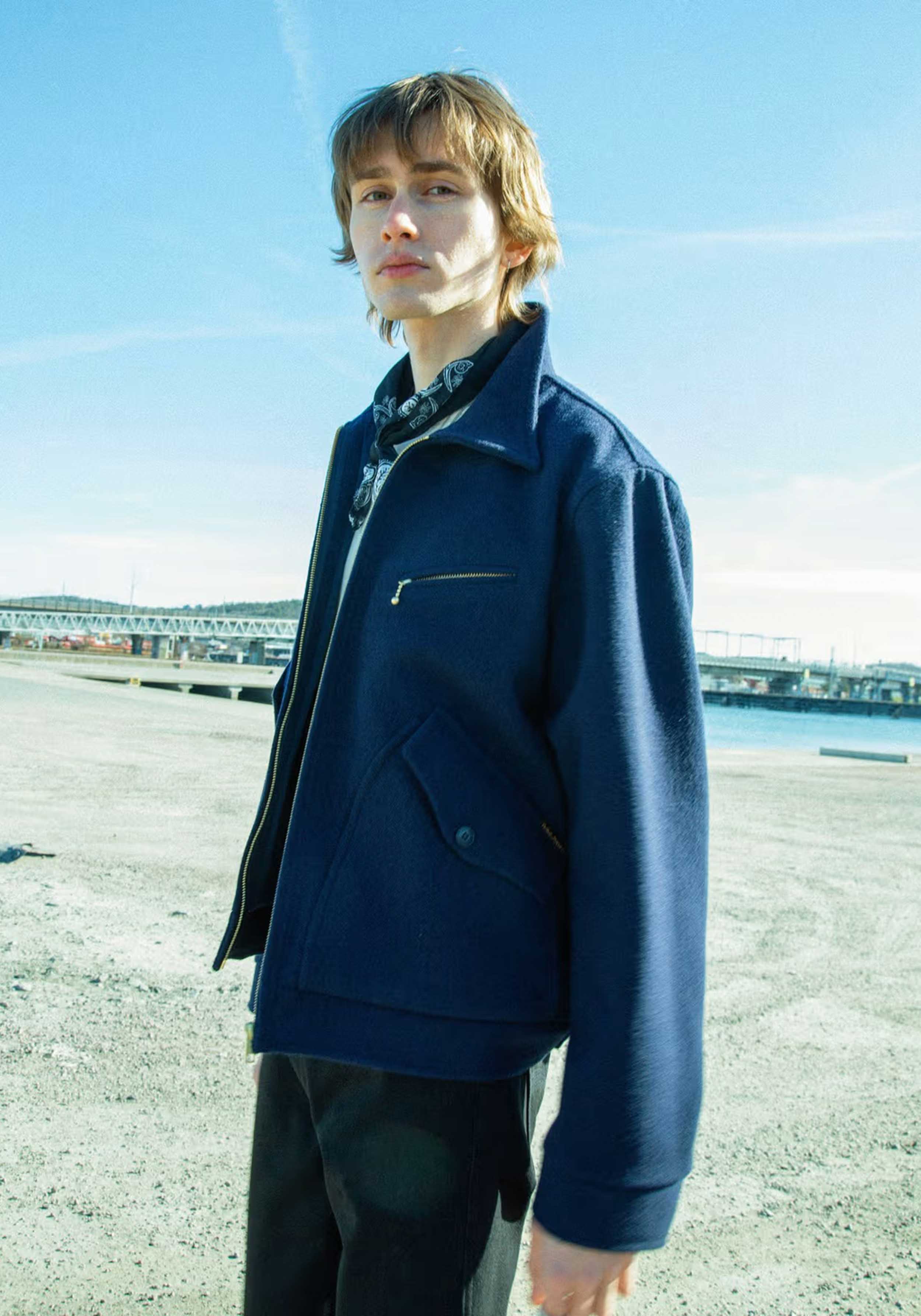 Nudie Jeans Jacke Blake Wool Zip Jacket Blueberry