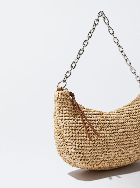 Bolsa de palha com corrente - Camelo