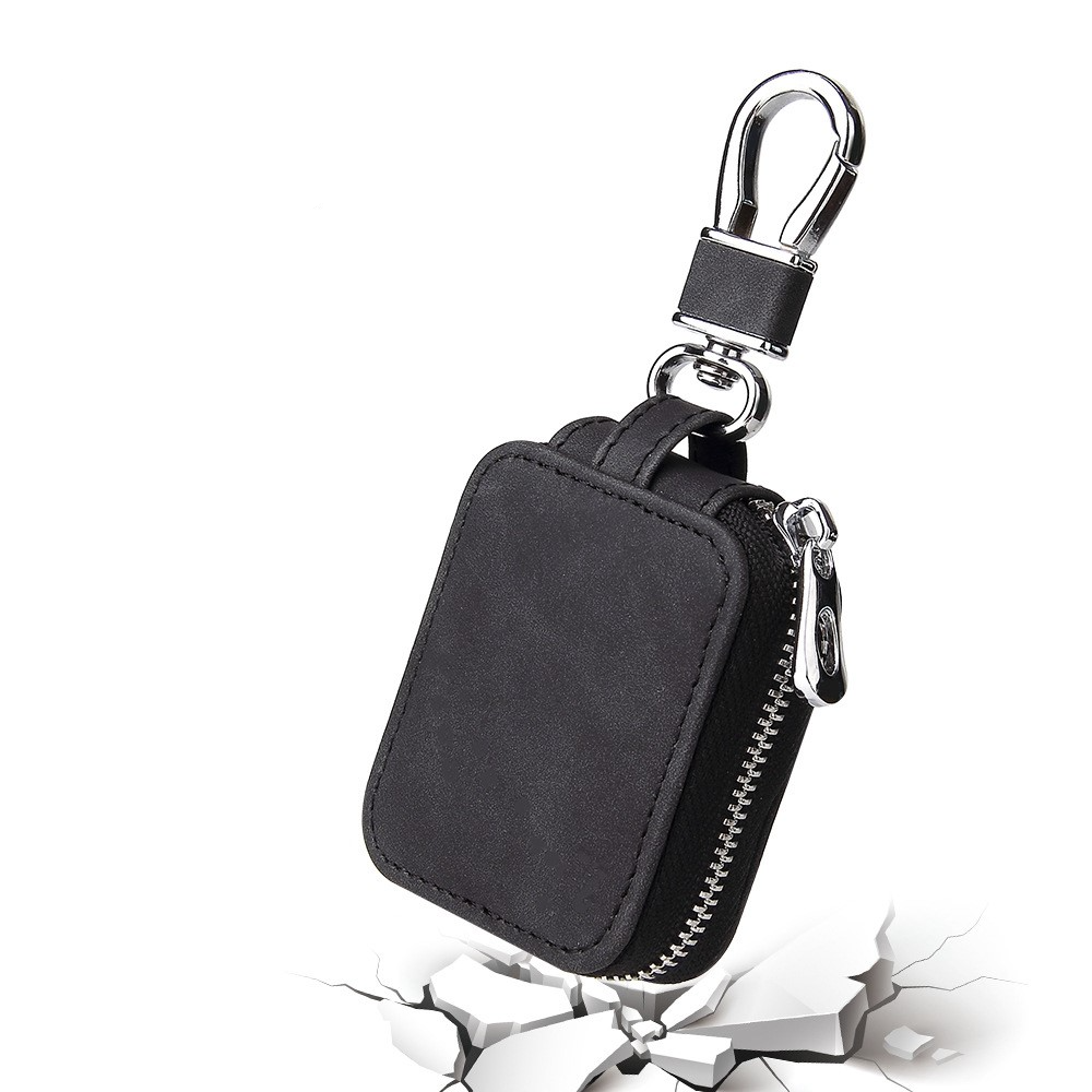 AirPods Leder Tasche Schutzhülle mit Reissverschluss   Karabiner - Braun