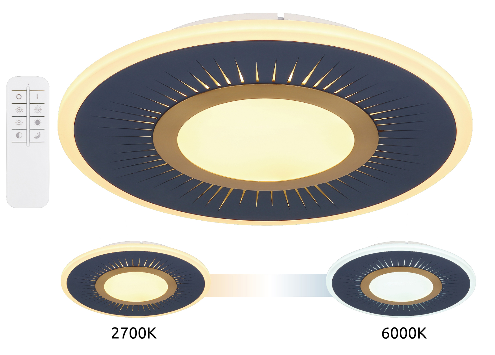 LED-Deckenleuchte - weiß-blau - mit Fernbedienung