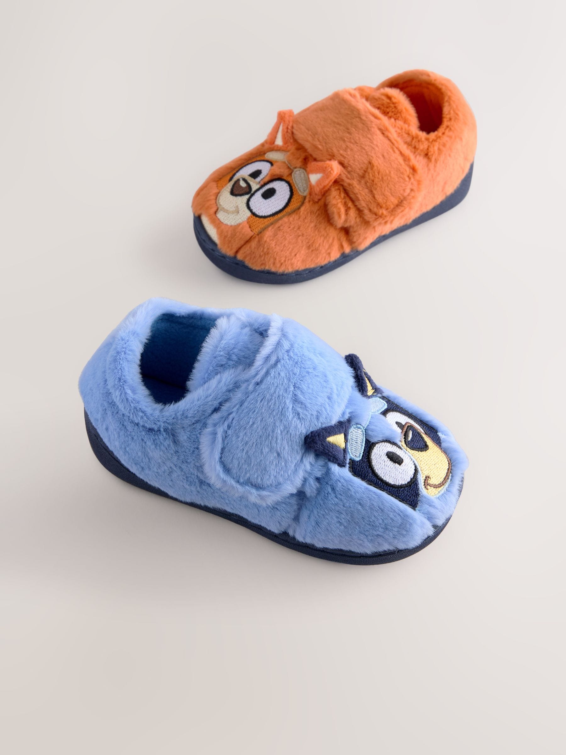 Blauw/oranje - Bluey pantoffels met antislip-zool