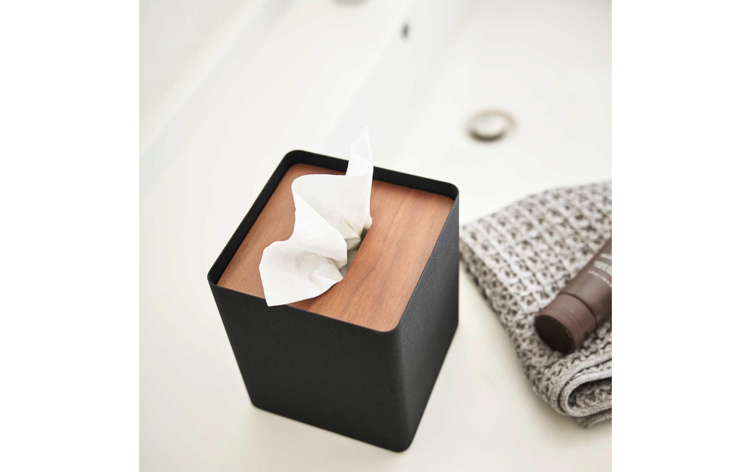 Kosmetiktuchbox Rin SchwarzQuadratische Taschentuchbox