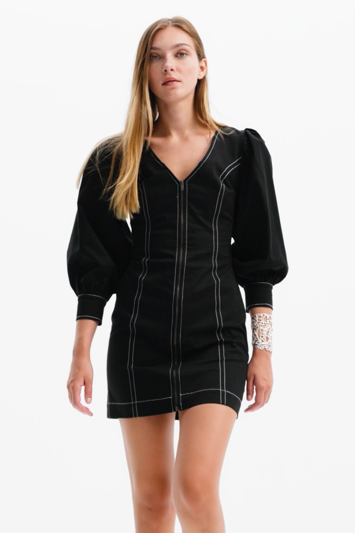 Robe courte ajustée fermeture Éclair
