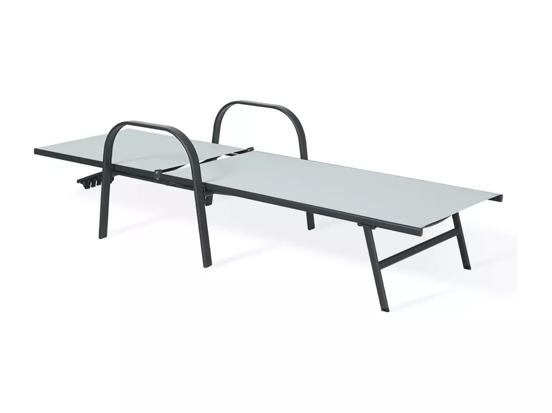 Chaise Longue Rebecca Mobili Darkin 95x195x69 Acier Polyester Gris Clair Anthracite Moderne