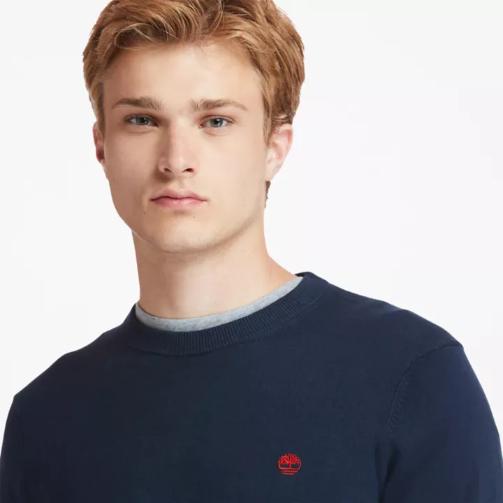 Suéter Williams River de gola redonda para homens na cor azul marinho.