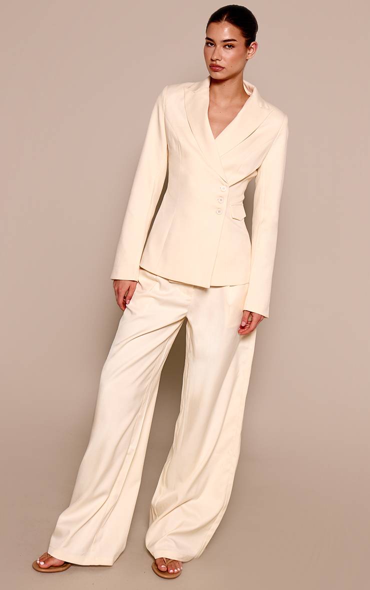 Amande Pantalon Large Tailleur En Tissu Tissé