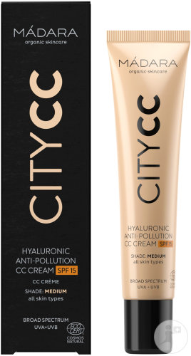Mádara City CC Crème Anti-Pollution À L'Acide Hyaluronique Teinte Medium IP15 Toutes Peaux Tube 40ml