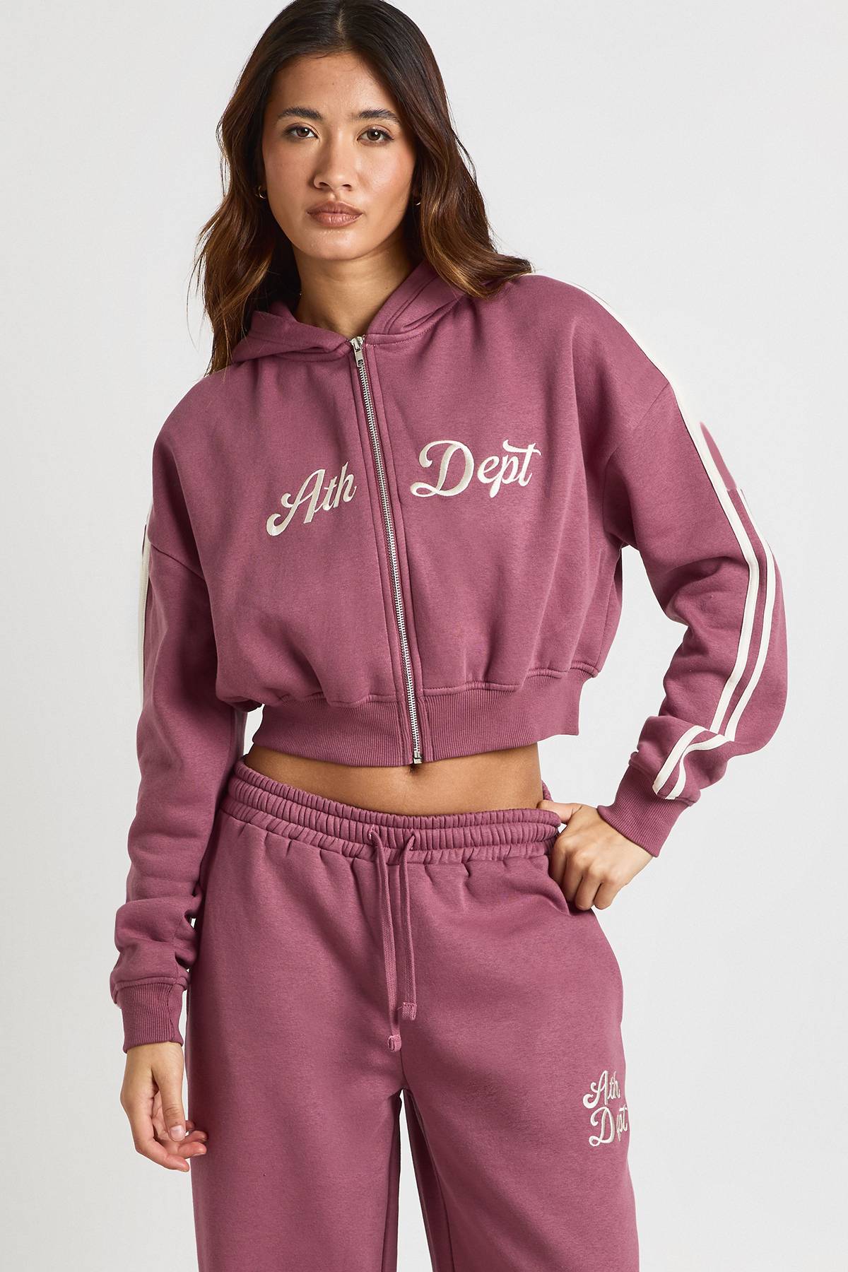 boohoo Ensemble De Survêtement À Casynthétiqueche Zippé Avec Bandes Latérales Ath Dept