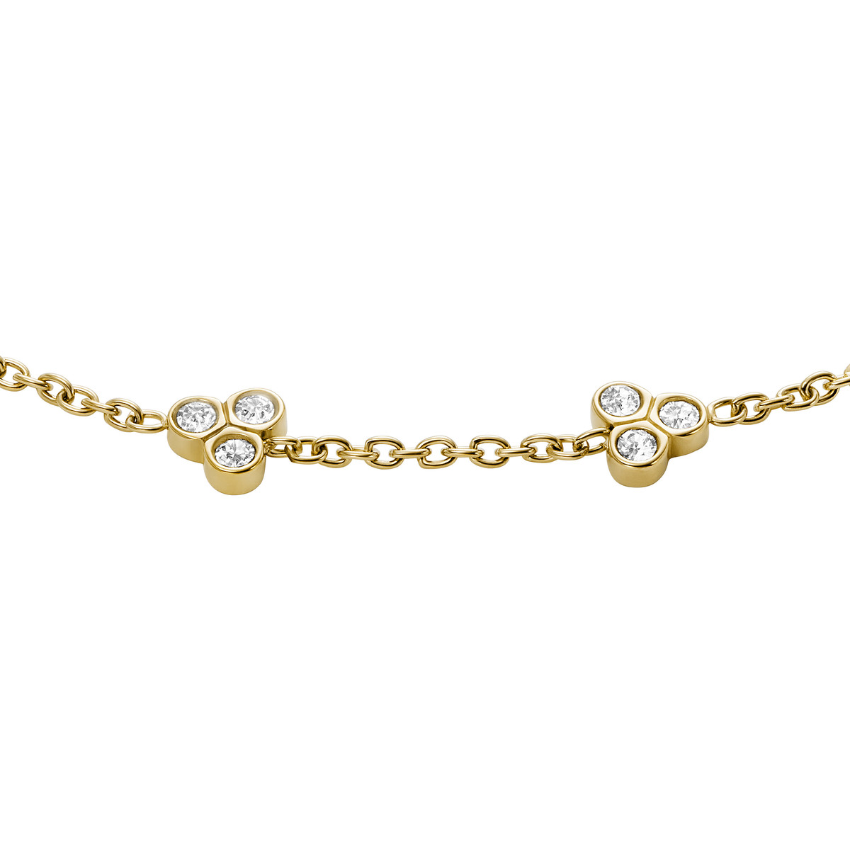 Bracelet FOSSIL acier inoxydable doré zirconias 19 cm
