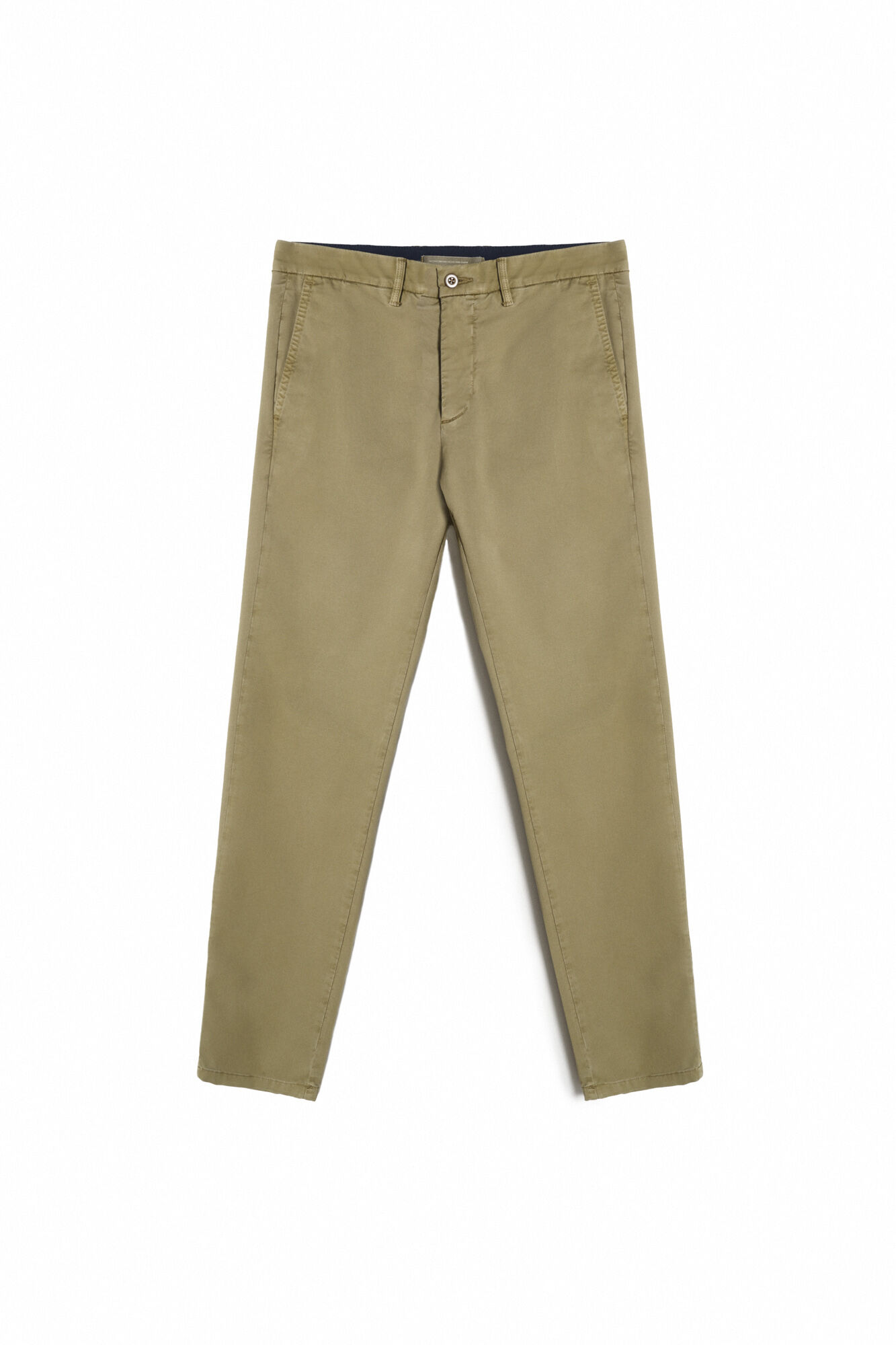 Calças chinesas slim com cintura elástica - cáqui