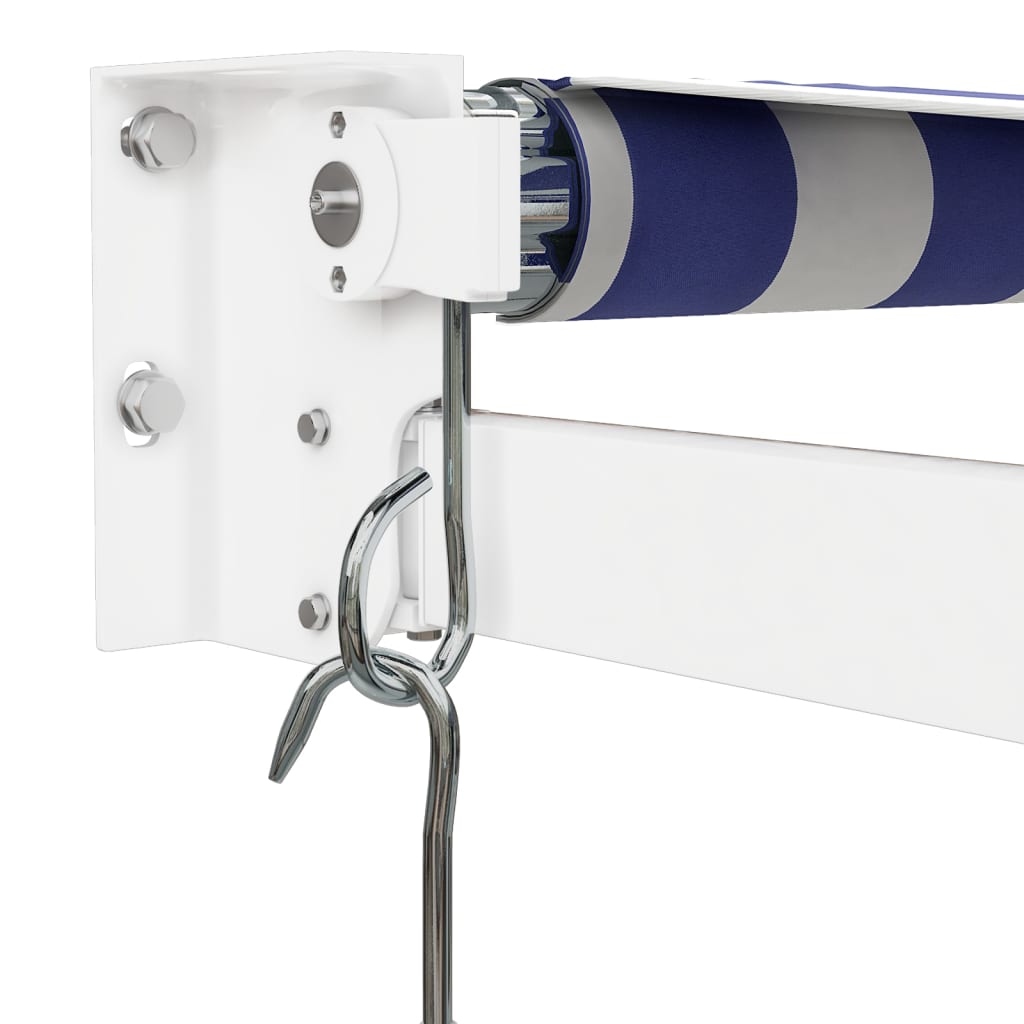 Auvent rétractable bleu et blanc 3x2,5 m tissu et aluminium