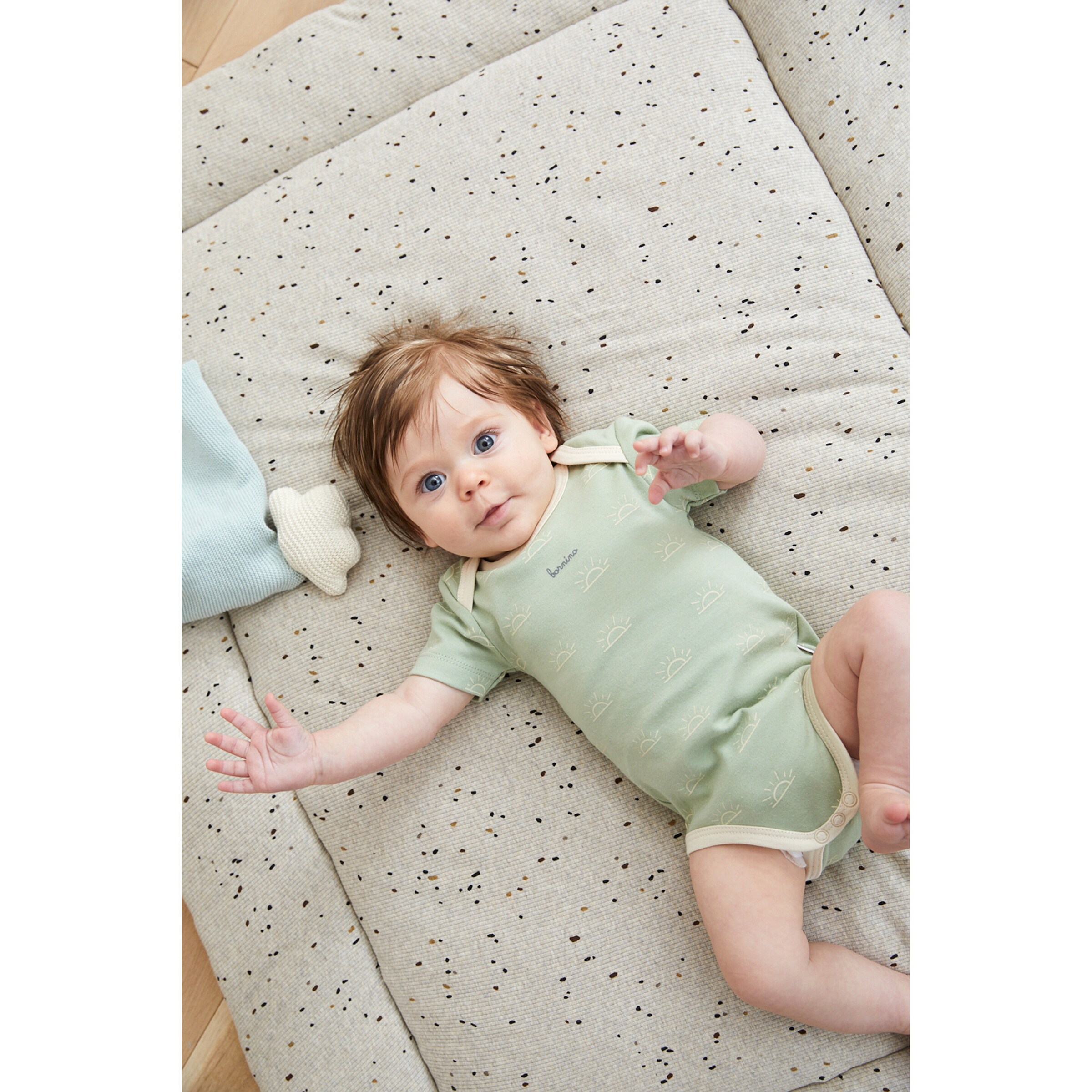 Bornino - Be Happy 2er-Pack Bodys kurzarm Sonne grün/natur