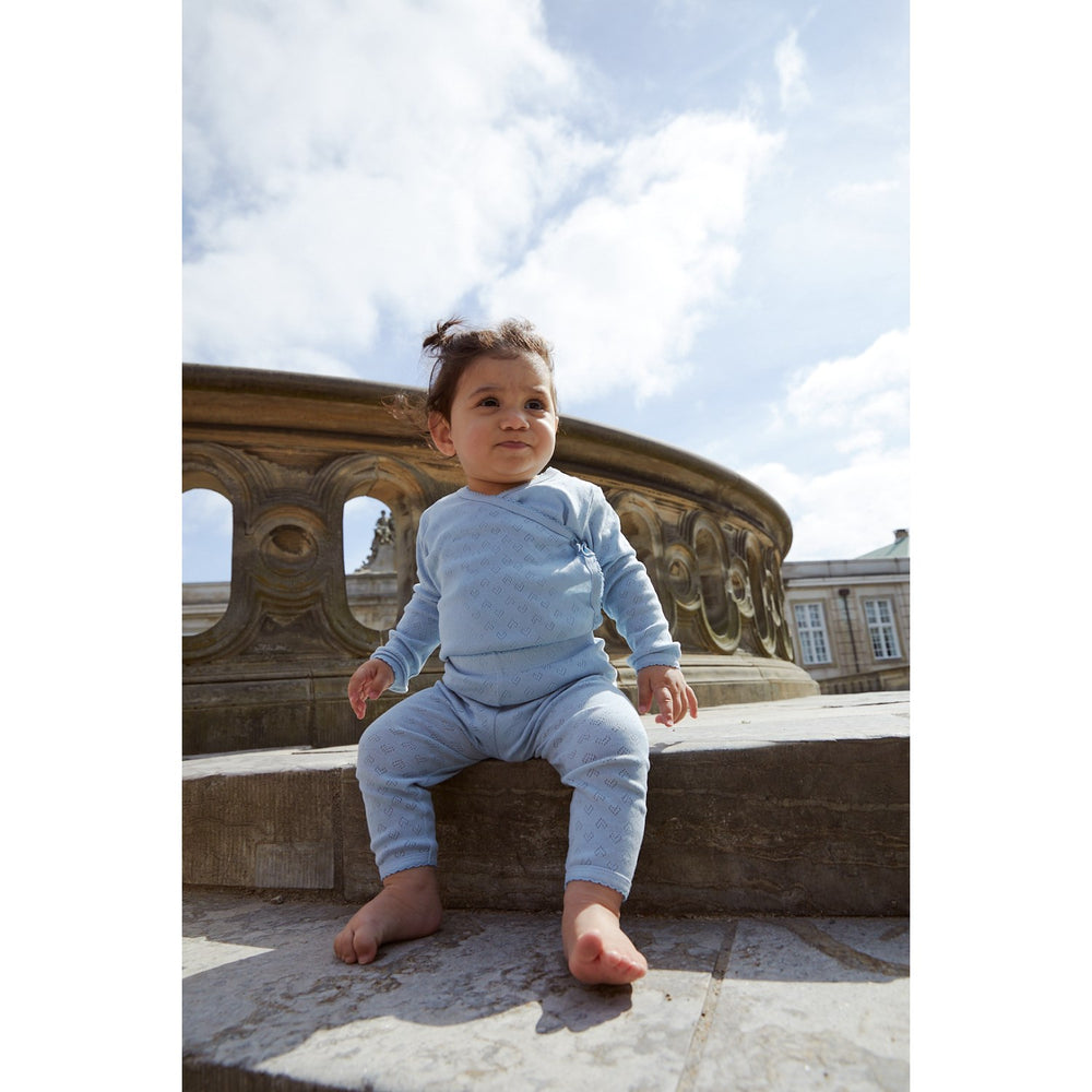 Køb COPENHAGEN COLORS Dusty Blue Pointelle Heart Leggings