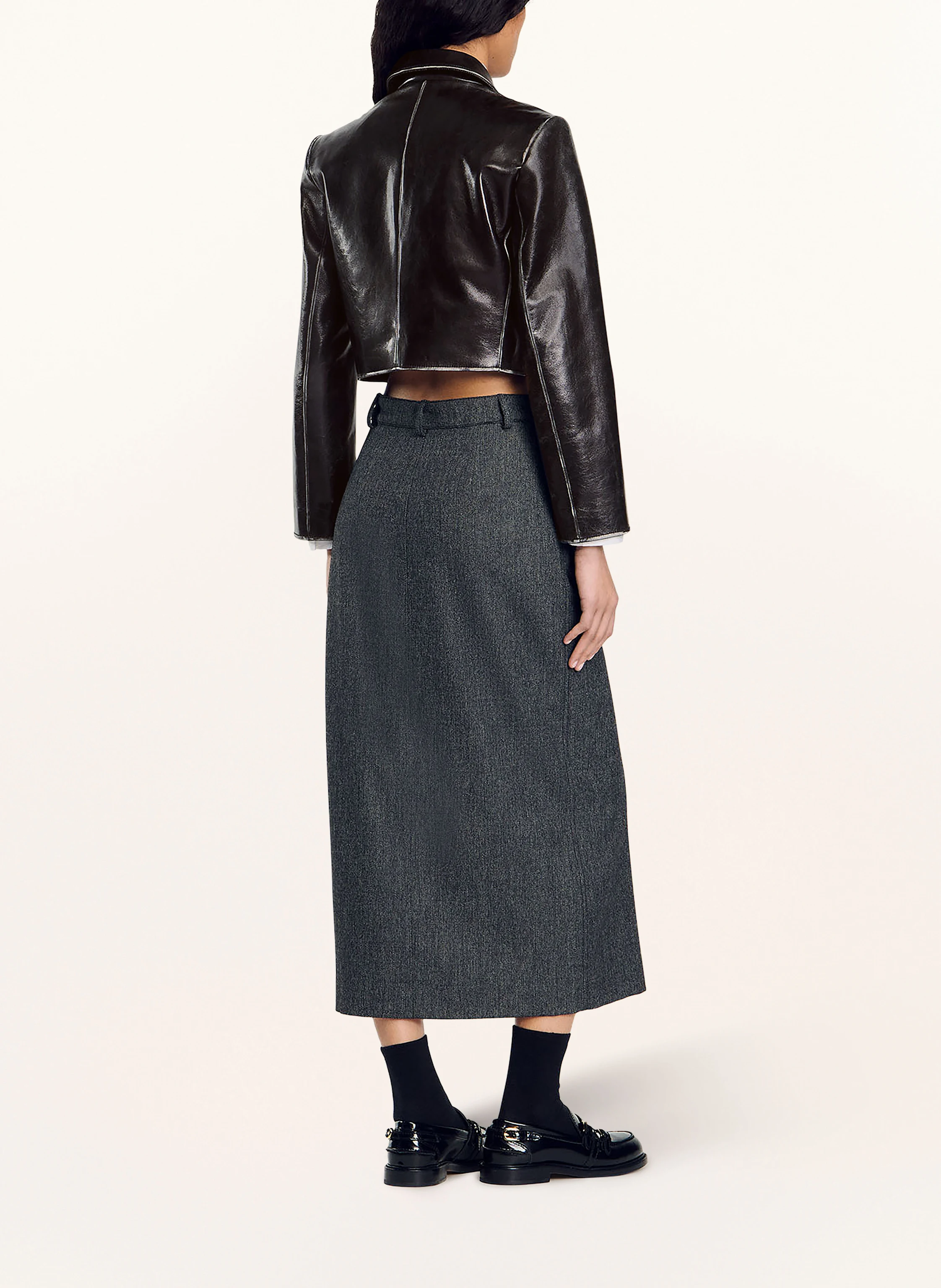 SANDRO Cropped-Lederjacke