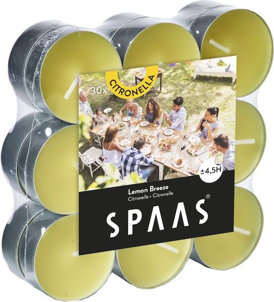 Spaas waxinelichten Canny lemon breeze geel 4,5 uur 18 stuks D 11,8 H 3,2 cm