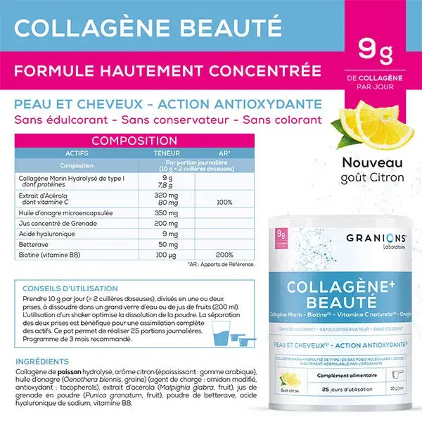 Granions Beauté Goût Citron 250g Lot de 3