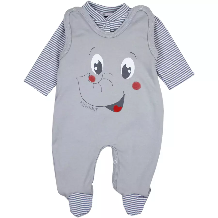 TupTam Baby Unisex Strampler-Set mit Aufdruck Spruch 2-tlg grau-kombi