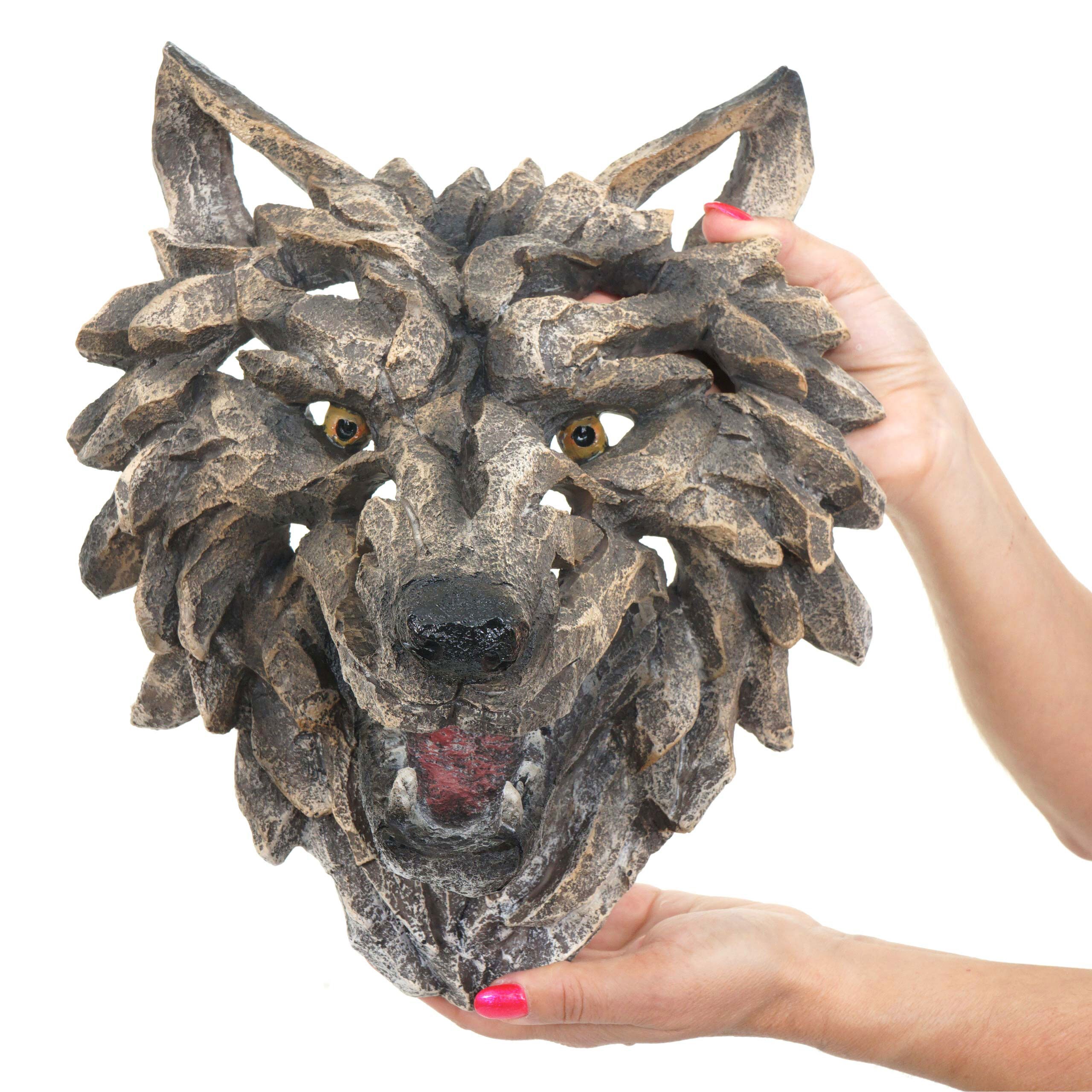 Deko Schädel MCW-H41, Wanddeko Kopf Trophäe, Polyresin Indoor Outdoor ~ Wolfskopf 32cm