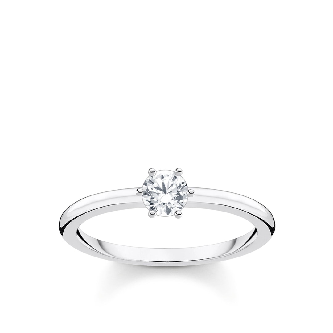 Thomas Sabo Charm Club Ring weisser Stein silber