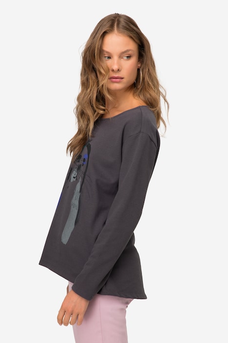 Sweatshirt, oversized, Robben Print, Rundhals, Langarm